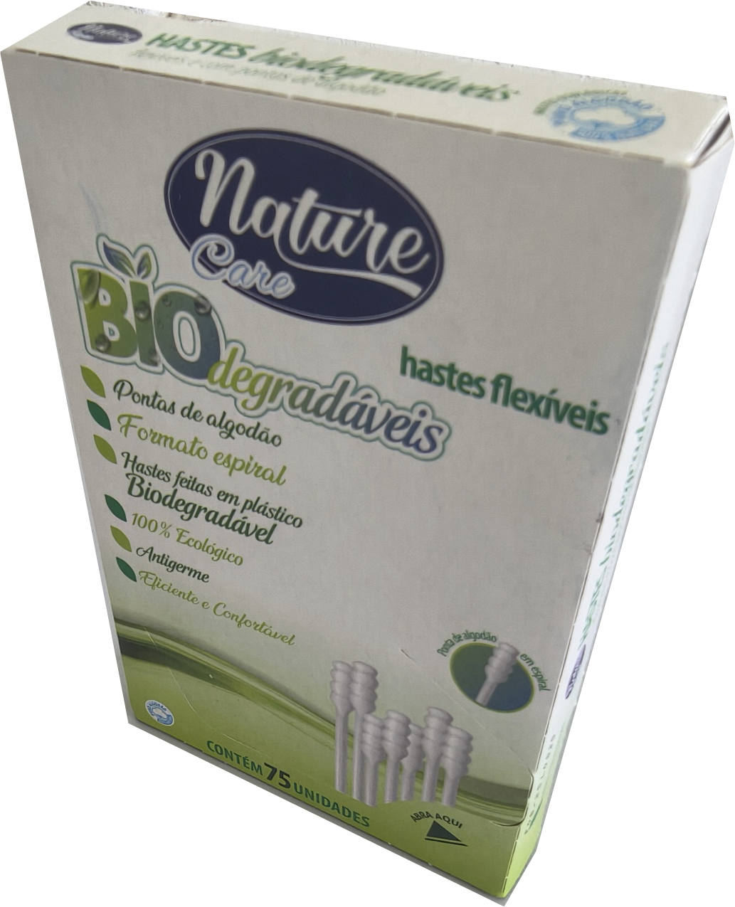 Nature — hastes biodegradáveis (produto real)
