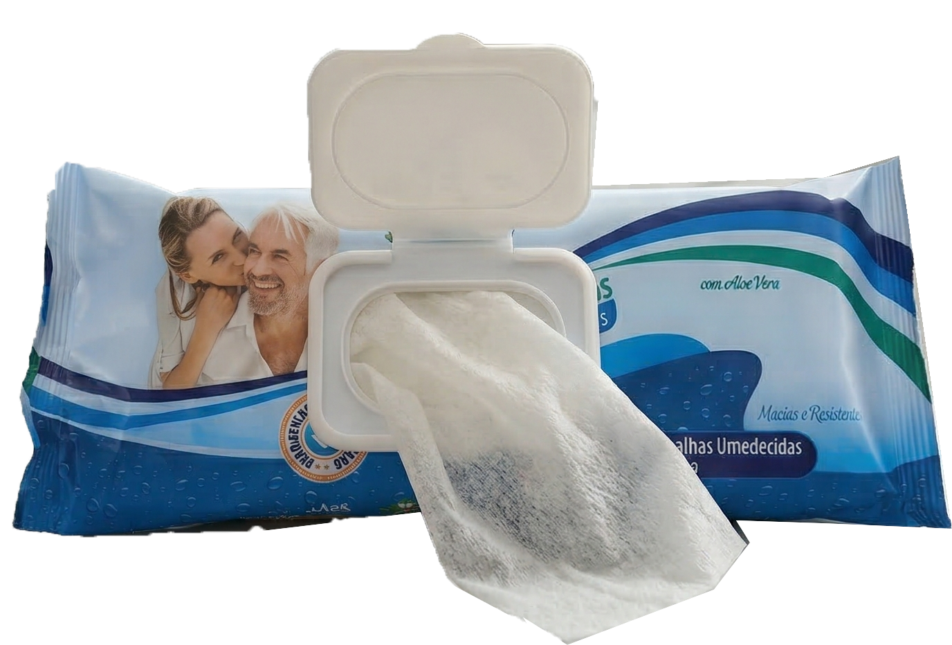 Nature — toalhas umedecidas adulto com tampa aberta (produto real)